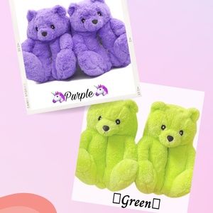 Fuzzy bear slippers